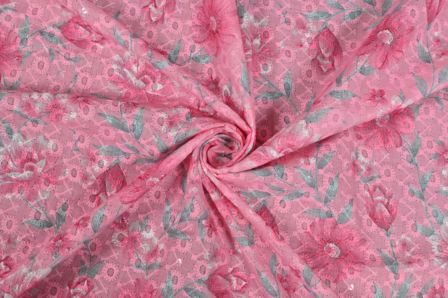 Printed Cotton Chikankari Fabric-2253524